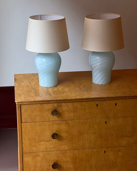 Vintage light blue swirl Murano table lamp (1 available) (Medium)