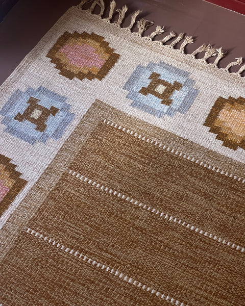 Vintage flat weave rug by Ingegerd Silow (IS)