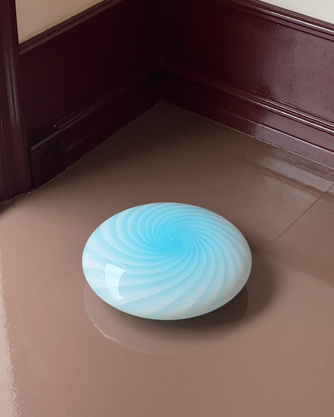 Vintage Murano light blue swirl ceiling/wall lamp (D35)