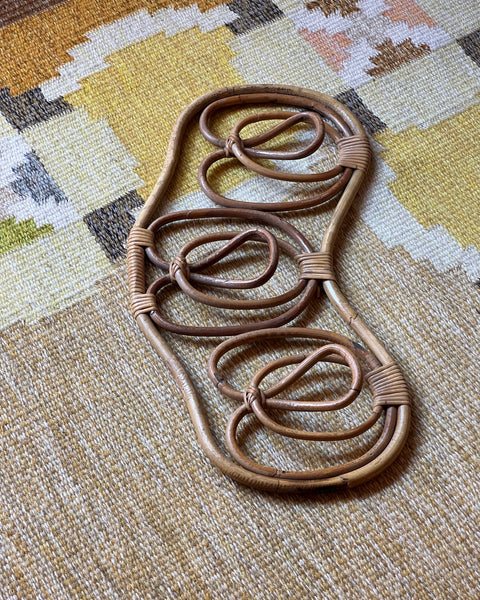 Vintage rattan coat rack