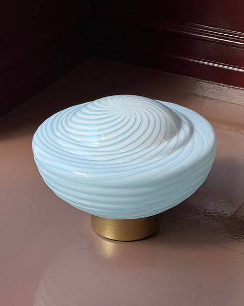 Vintage Murano light blue swirl ceiling/wall lamp (D30)