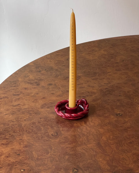 Vintage red twisted ceramic candle holder