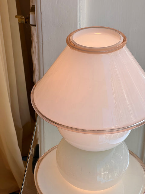 Vintage peach/white Murano mushroom table lamp