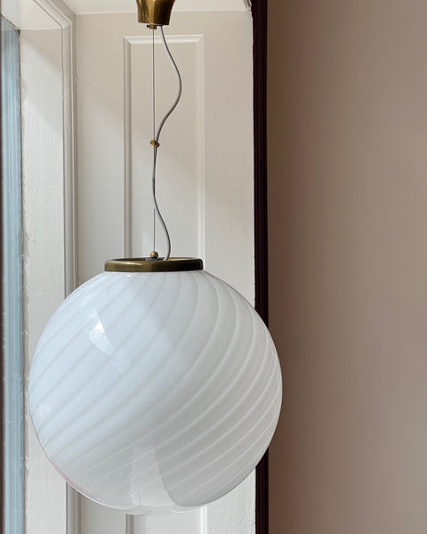 Vintage Murano white swirl ceiling lamp (D40)