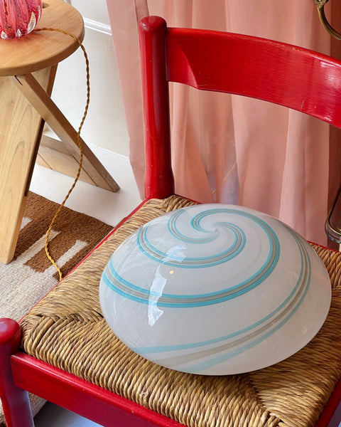 Vintage Murano blue/white spiral ceiling/wall lamp (D35)