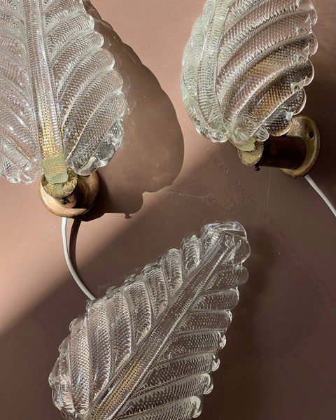 Vintage Murano leaf wall lamp (3 available)