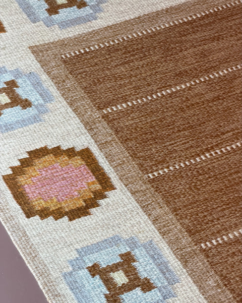Vintage flat weave rug by Ingegerd Silow (IS)