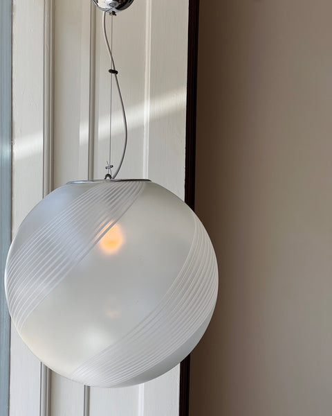 Vintage white / blured swirl Murano ceiling lamp (D45)