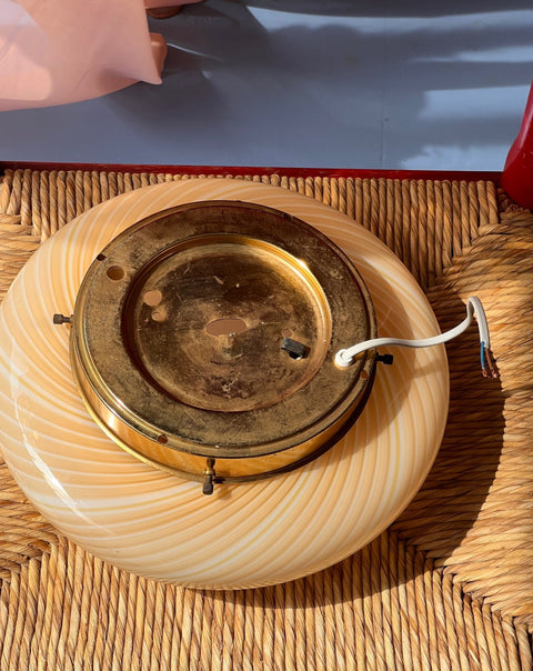 Vintage Murano cream/white swirl ceiling/wall lamp (D30)