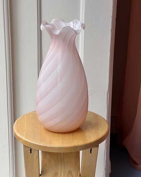 Vintage pink swirl Murano vase