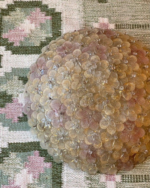 Vintage pink/clear/golden Murano flower ceiling/wall lamp (D46)