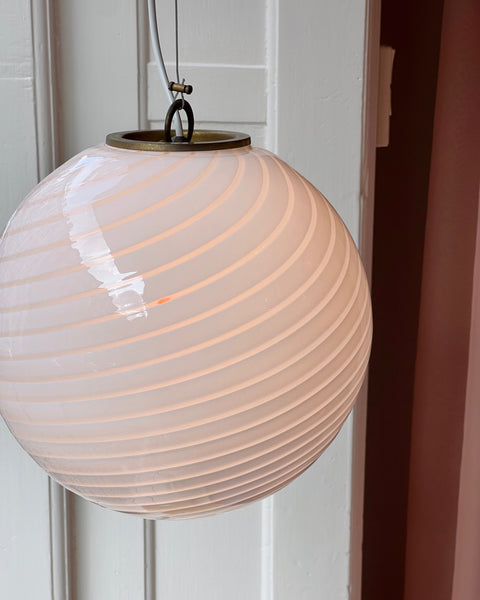 Vintage Murano white swirl ceiling lamp (D30)