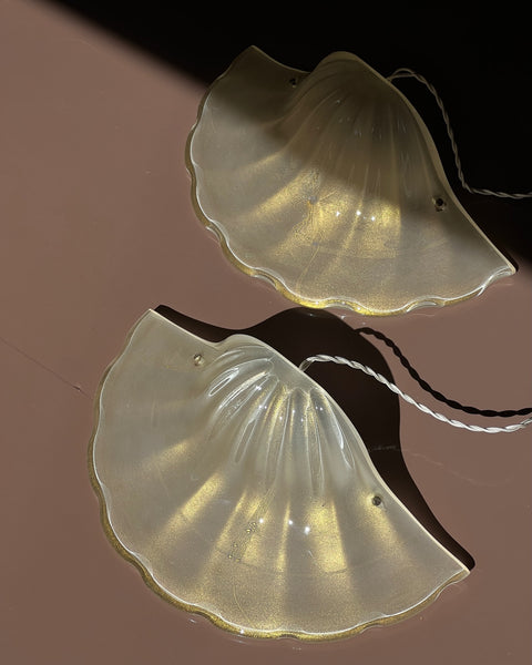 Vintage golden Murano shell wall lamps (2 available)