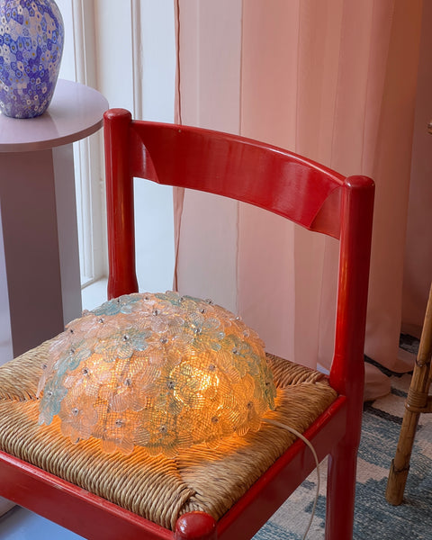 Vintage blue/golden/white Murano flower ceiling/wall lamp (D30)