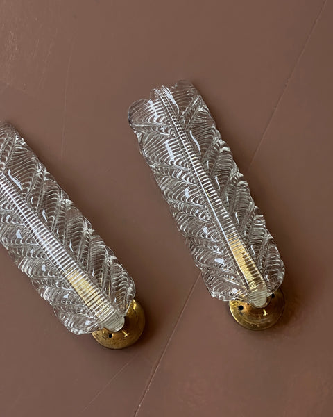 Vintage Murano leaf wall lamp