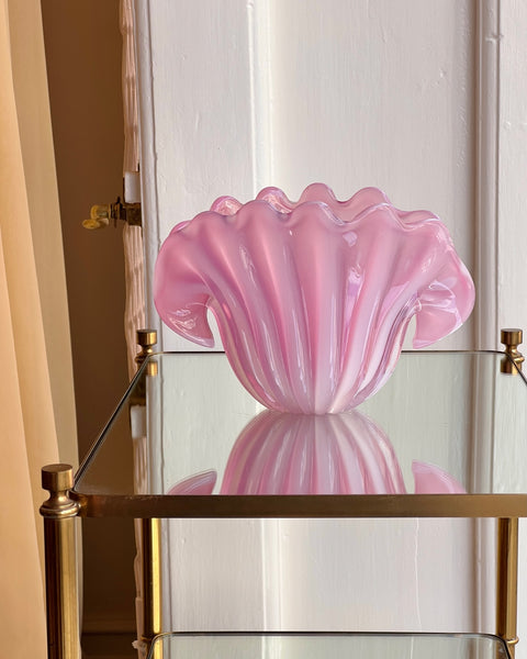 Vintage opal pink Murano shell bowl