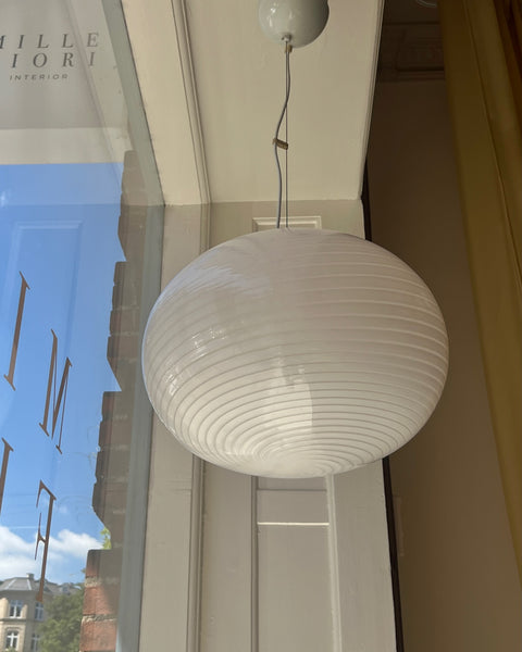 Vintage Murano oval white swirl ceiling lamp (D40)