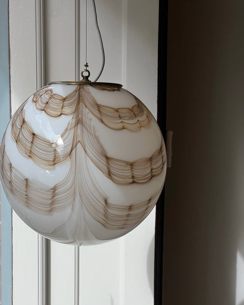 Vintage Murano cream/brown swirl ceiling lamp (D40)