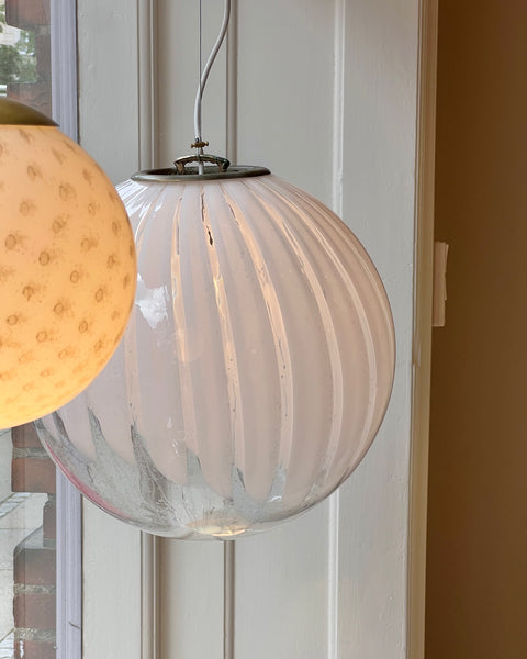 Vintage white clear Murano ceiling lamp (D40)