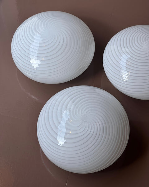 Vintage Murano white swirl ceiling/wall lamp (D36) (2 available)