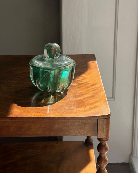 Vintage green Murano bonbonniere