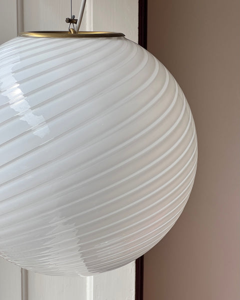 Vintage Murano white swirl ceiling lamp (D35)