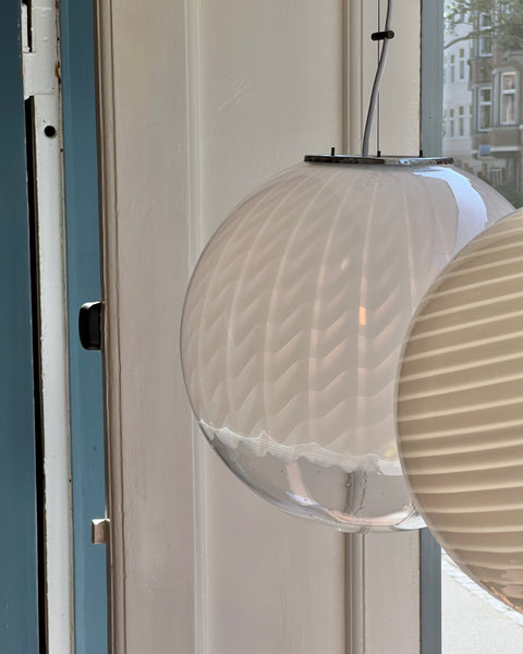 Vintage white clear Murano ceiling lamp (D40)