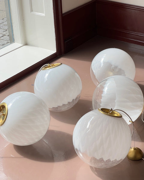 Vintage white clear Murano ceiling lamp (D35)