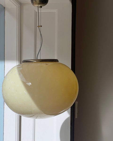 Vintage oval yellow dotted Murano ceiling lamp (D40)