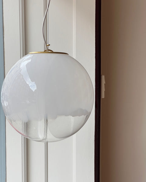 Vintage white clear Murano ceiling lamp (D35)