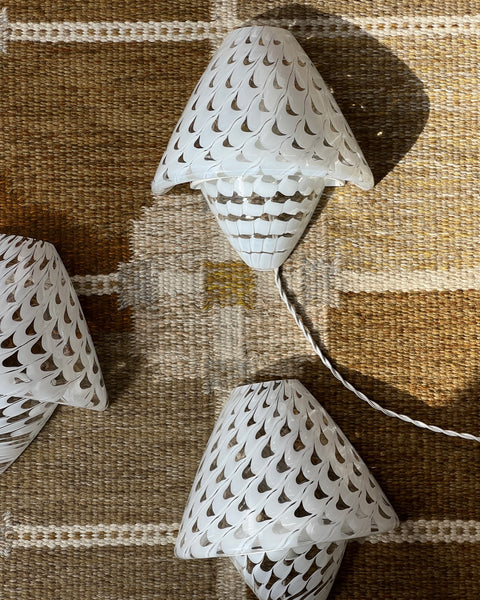 Vintage white/clear Murano wall lamp (3 available)