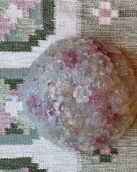 Vintage clear/golden/pink Murano flower ceiling/wall lamp (D32)