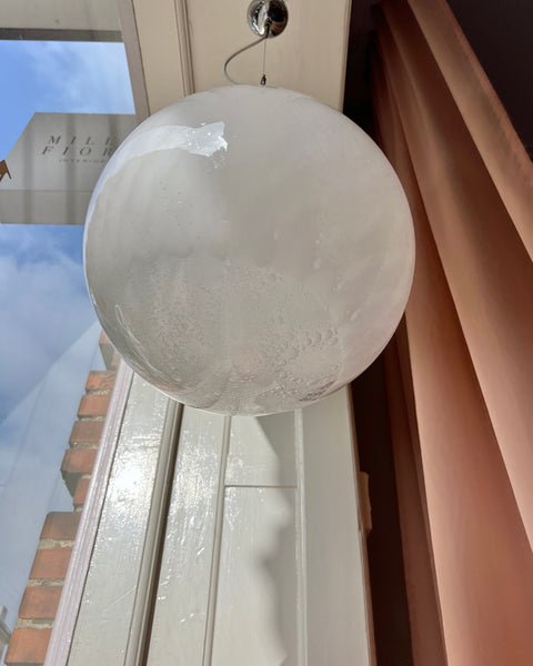 Vintage Murano white/clear Anemone ceiling lamp (D35)