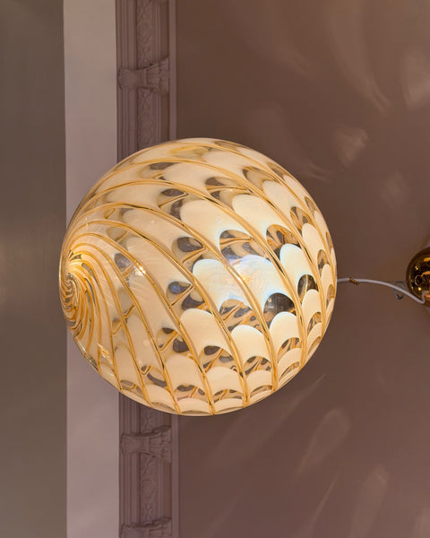 Large vintage golden clear Murano ceiling lamp (D45)