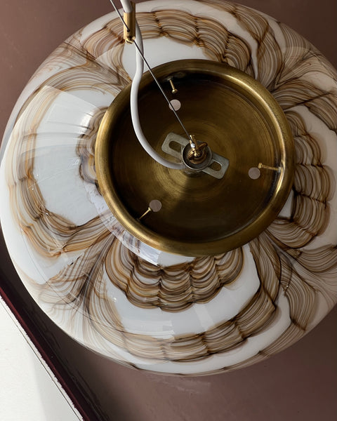 Vintage Murano cream/brown swirl ceiling lamp (D40)