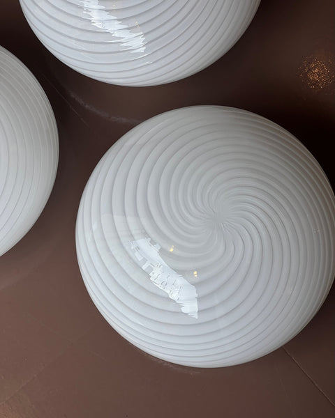 Vintage Murano white swirl ceiling/wall lamp (D36) (2 available)