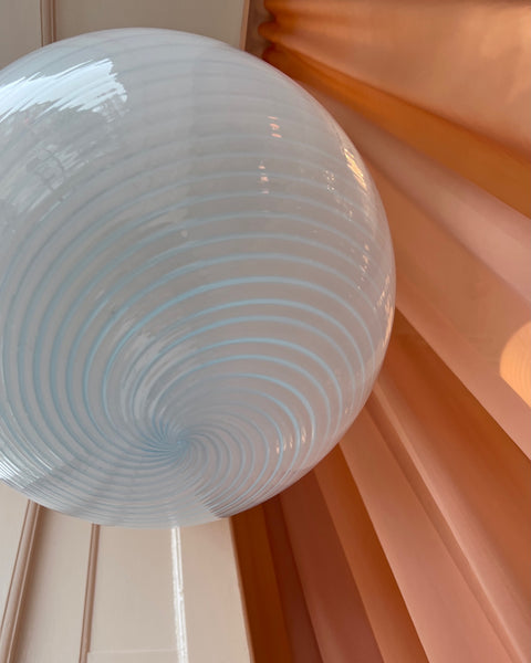 Vintage Murano light blue swirl ceiling lamp (D40)