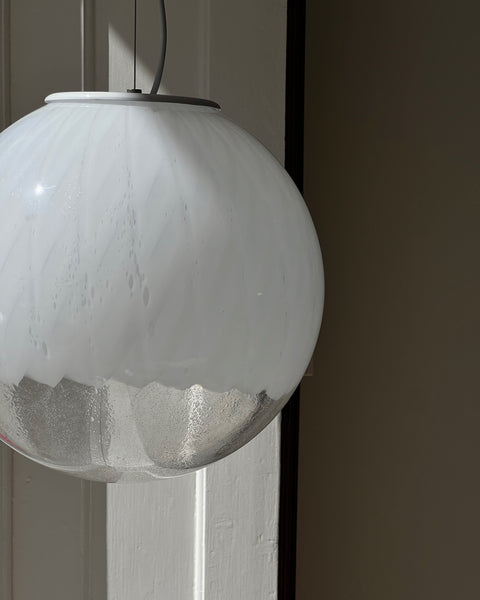 Vintage white clear Murano ceiling lamp (D35)