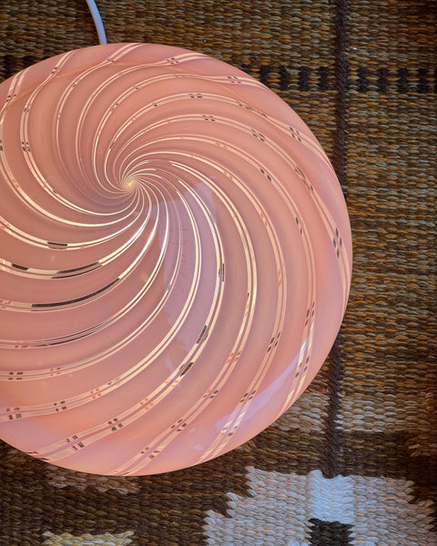 Vintage Murano pink/clear swirl ceiling/wall lamp (D25)