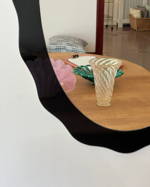 Large vintage Italian mirror with black mirror frame