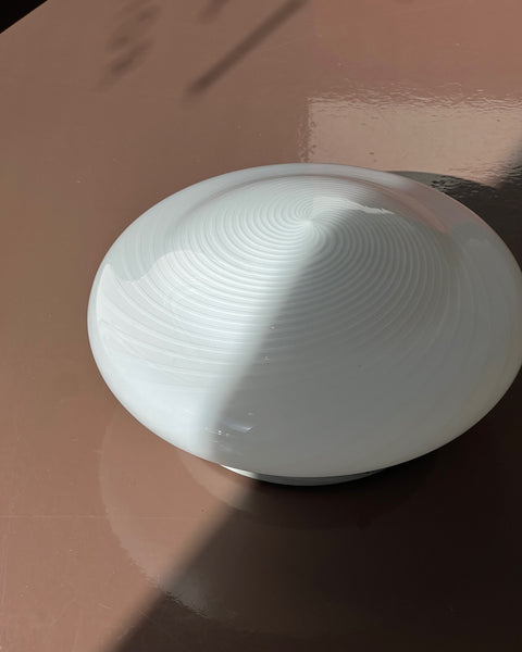 Vintage Murano white swirl ceiling/wall lamp (D28)