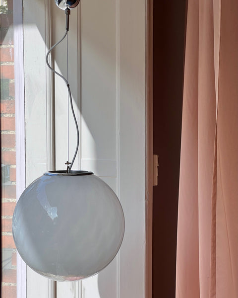 Vintage Murano white/clear Anemone ceiling lamp (D35)