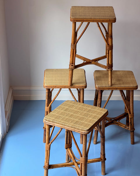 Vintage small rattan side table (4 available)