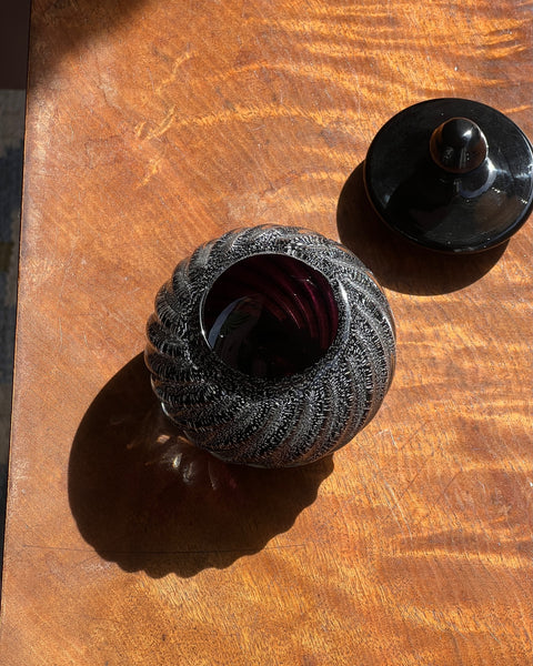 Vintage silver / dark purple Murano bonbonniere