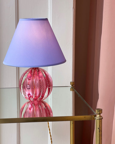 Vintage pink bubble Murano table lamp (with shade)