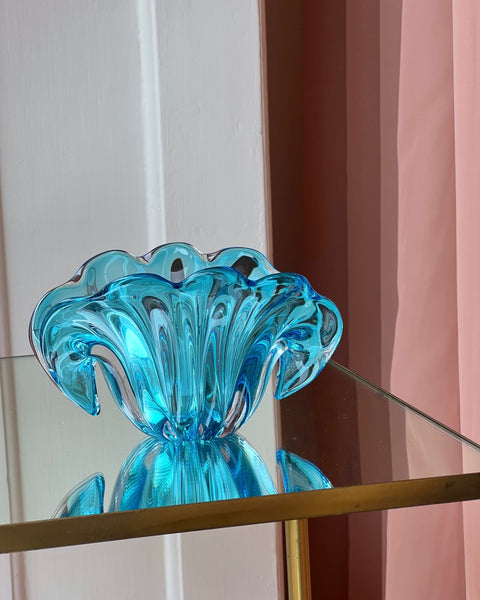 Vintage blue Murano shell bowl