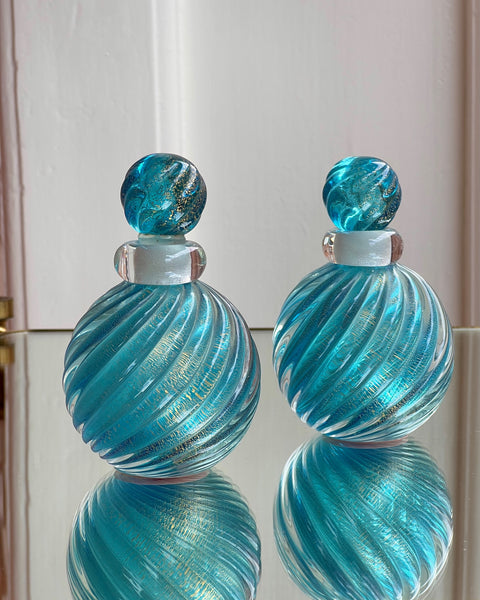Vintage blue/golden seguso Murano flacon