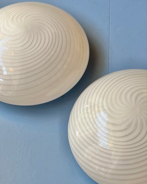 Vintage Murano white swirl ceiling/wall lamp (D30)