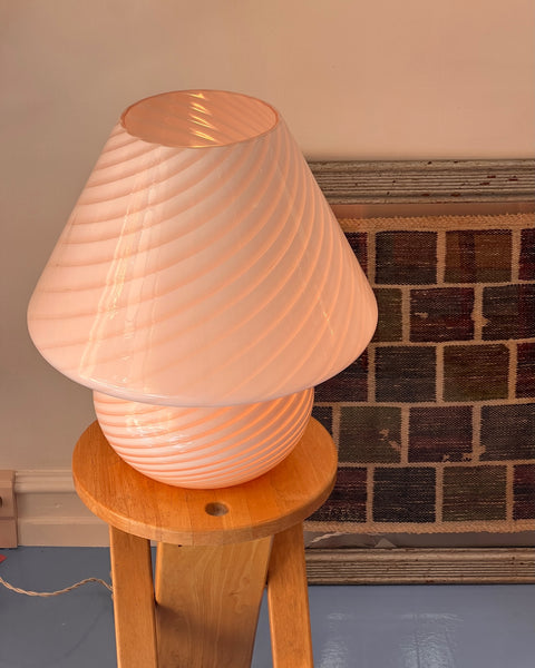 Vintage light pink Murano mushroom table lamp - Large
