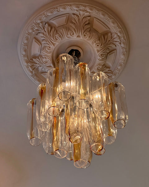 Vintage Murano golden/clear chandelier
